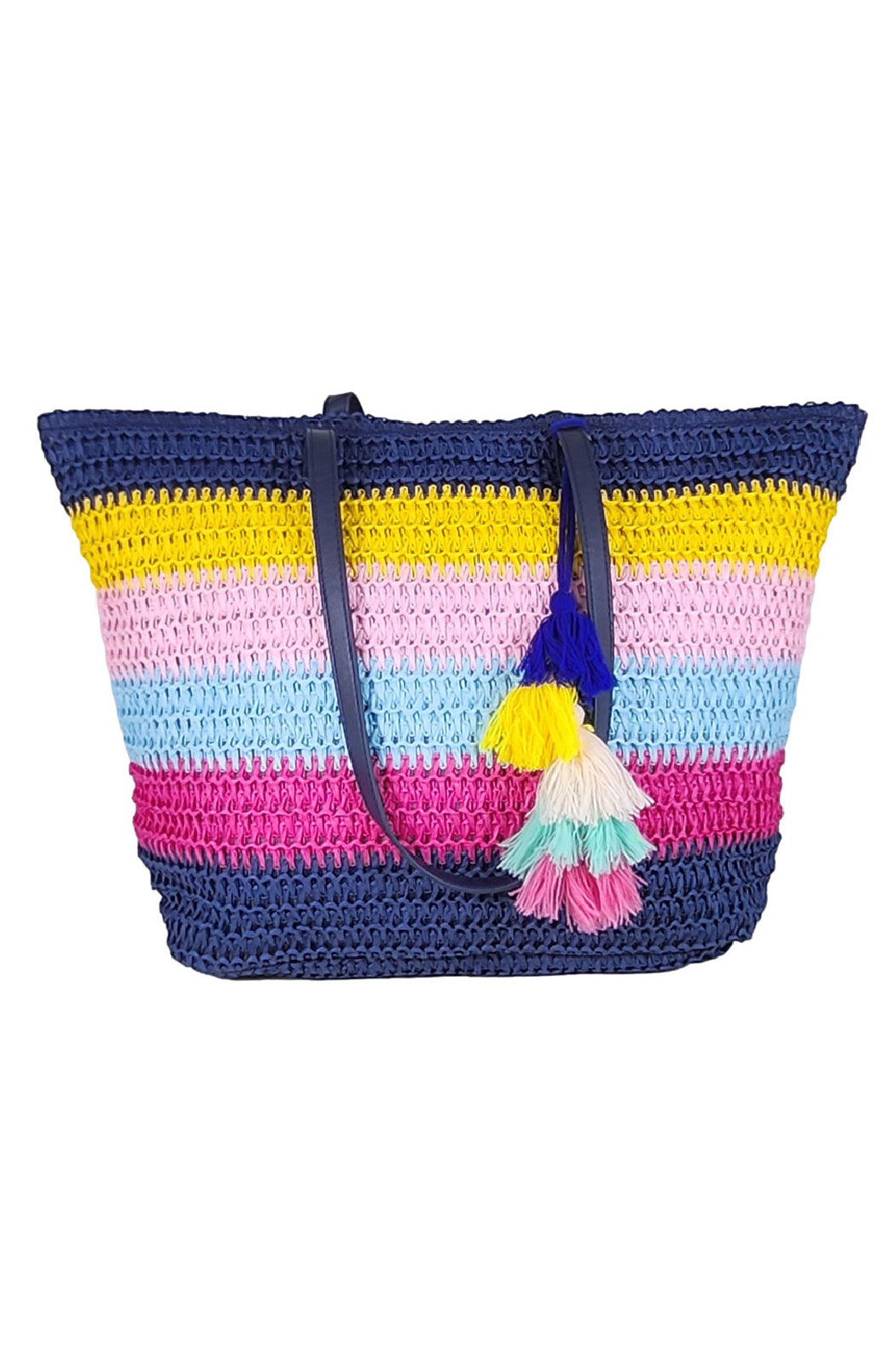 Color Block Straw Bag