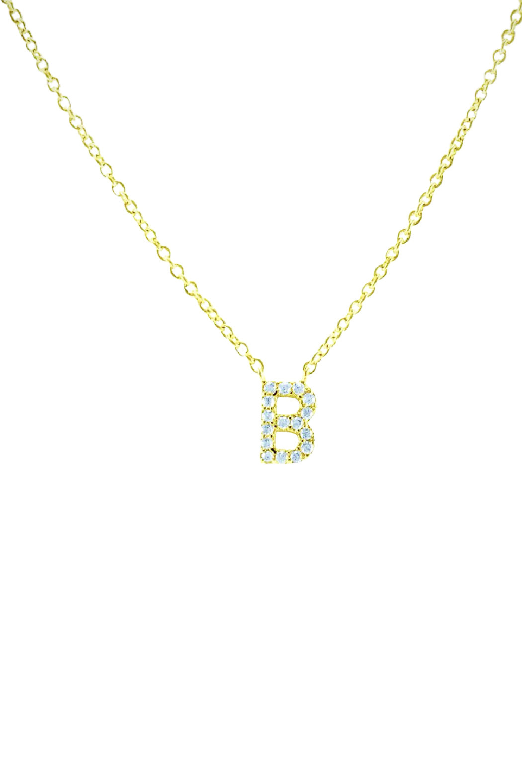 Block CZ Initial Necklace