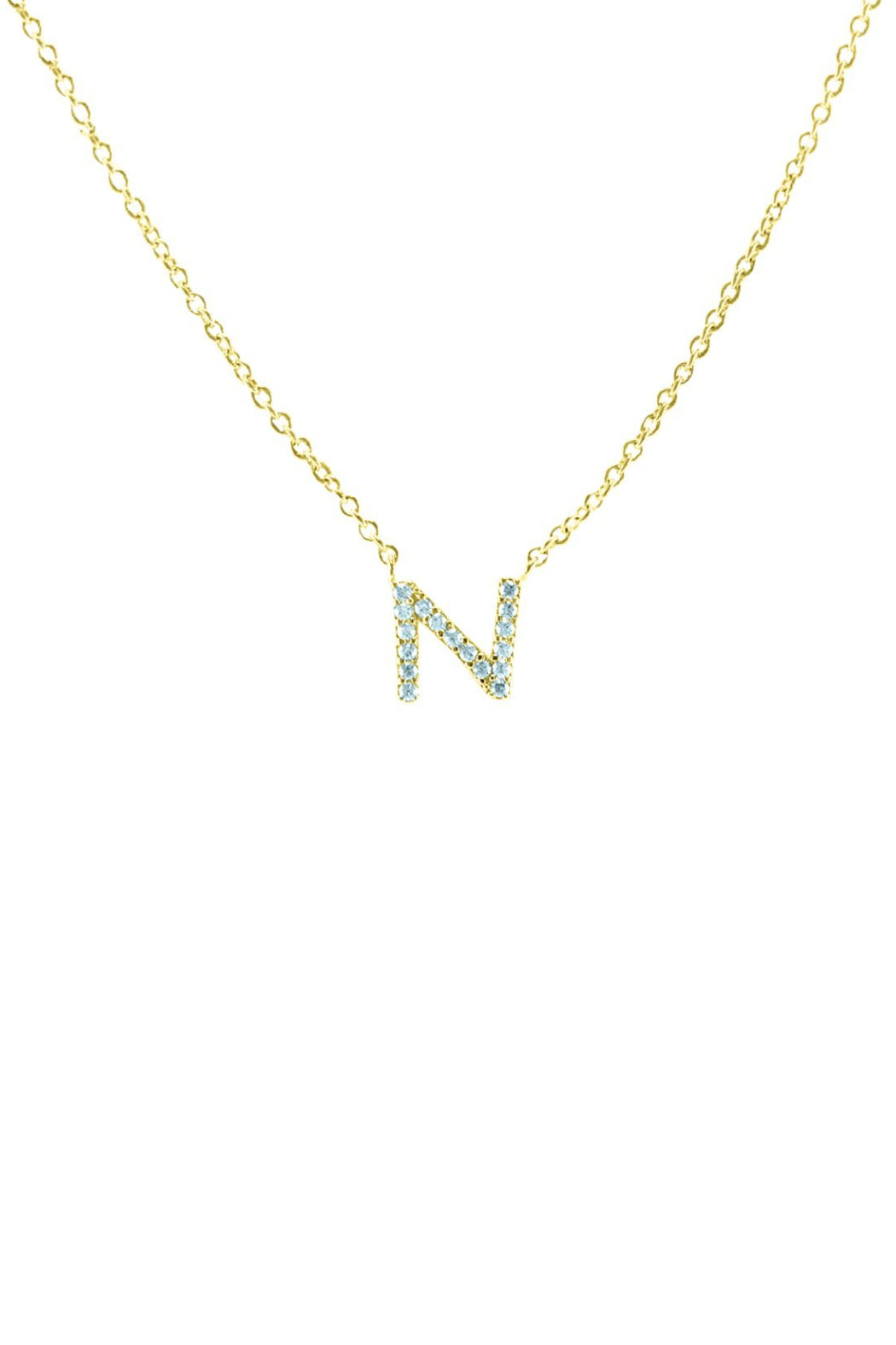 Block CZ Initial Necklace - Embellish Your Life 