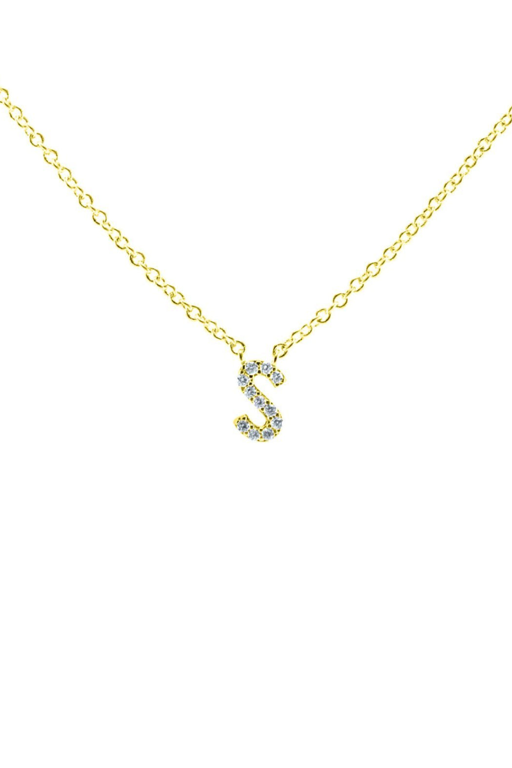 Block CZ Initial Necklace - Embellish Your Life