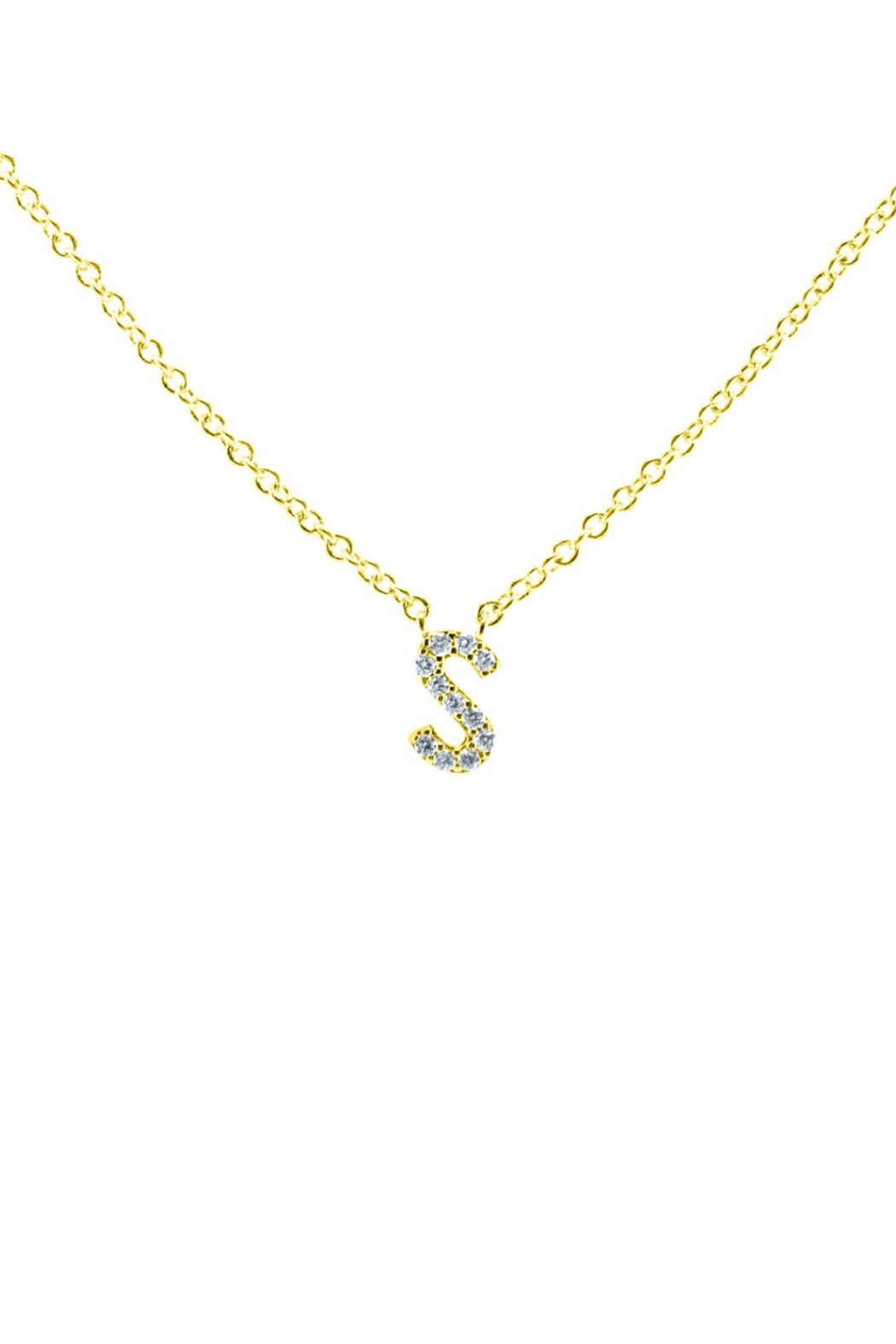 Block CZ Initial Necklace - Embellish Your Life 