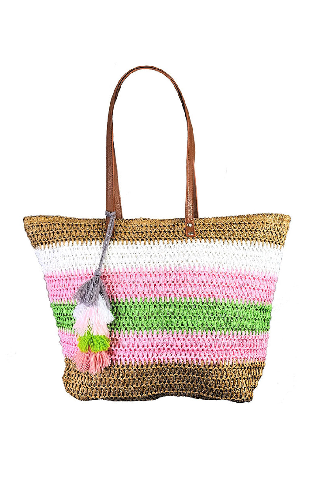 Color Block Straw Bag