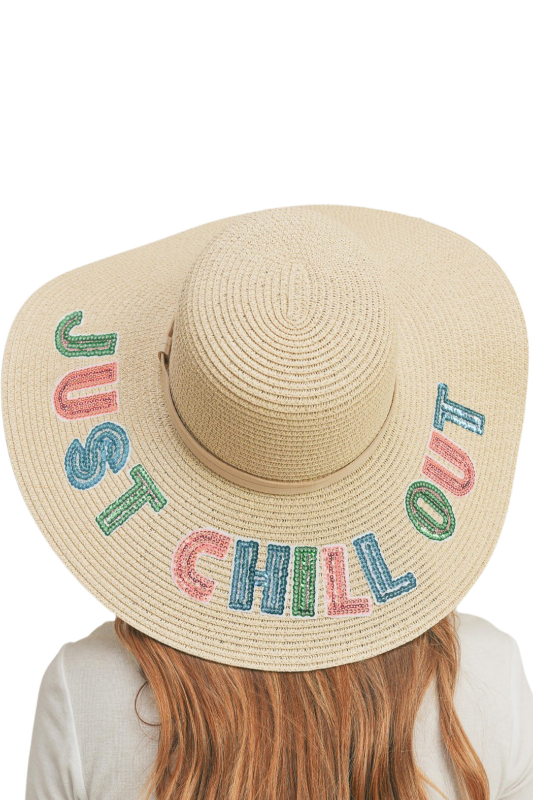 Straw Sequin Just Chill Out Sun Hat