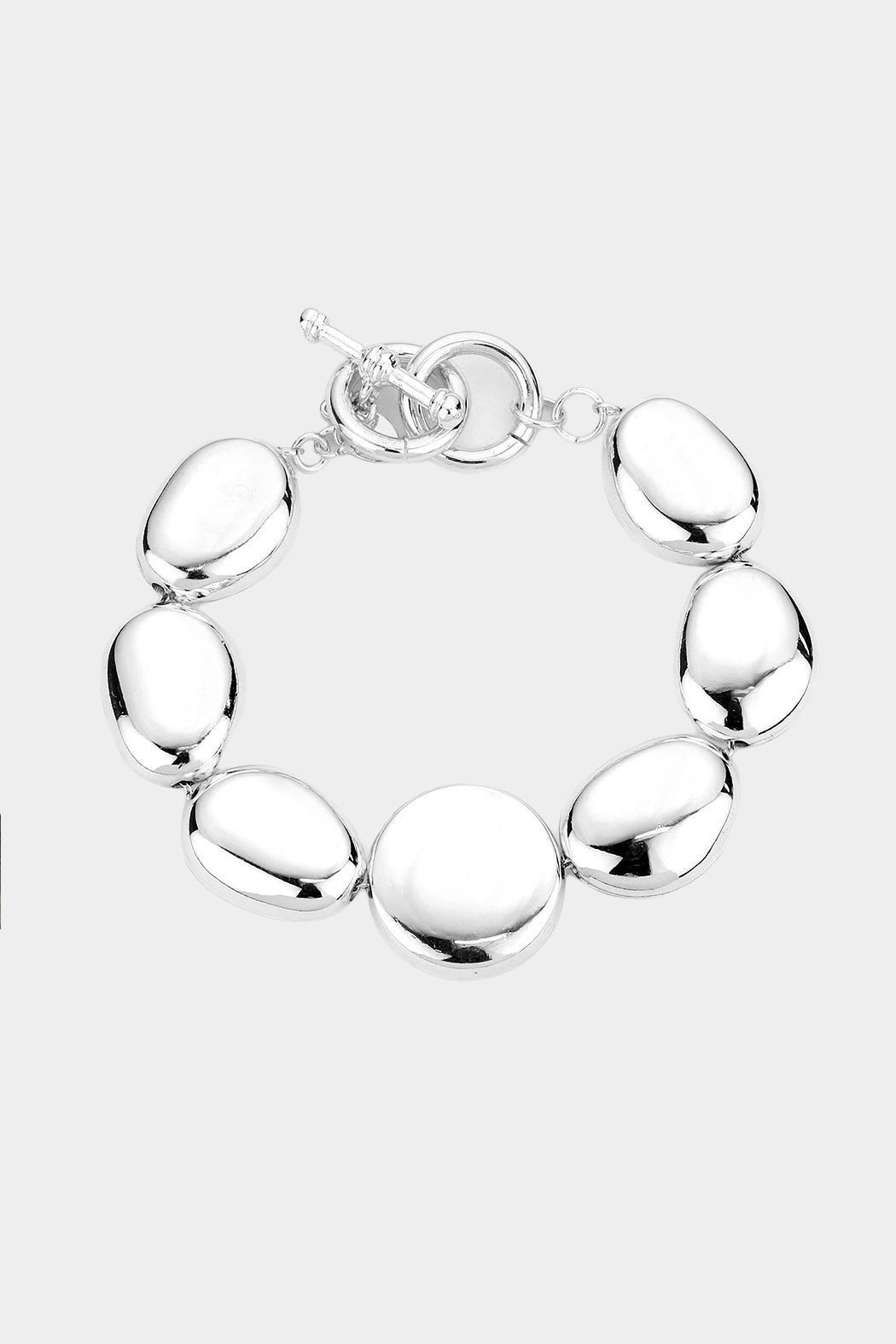 Silver Nugget Toggle Bracelet