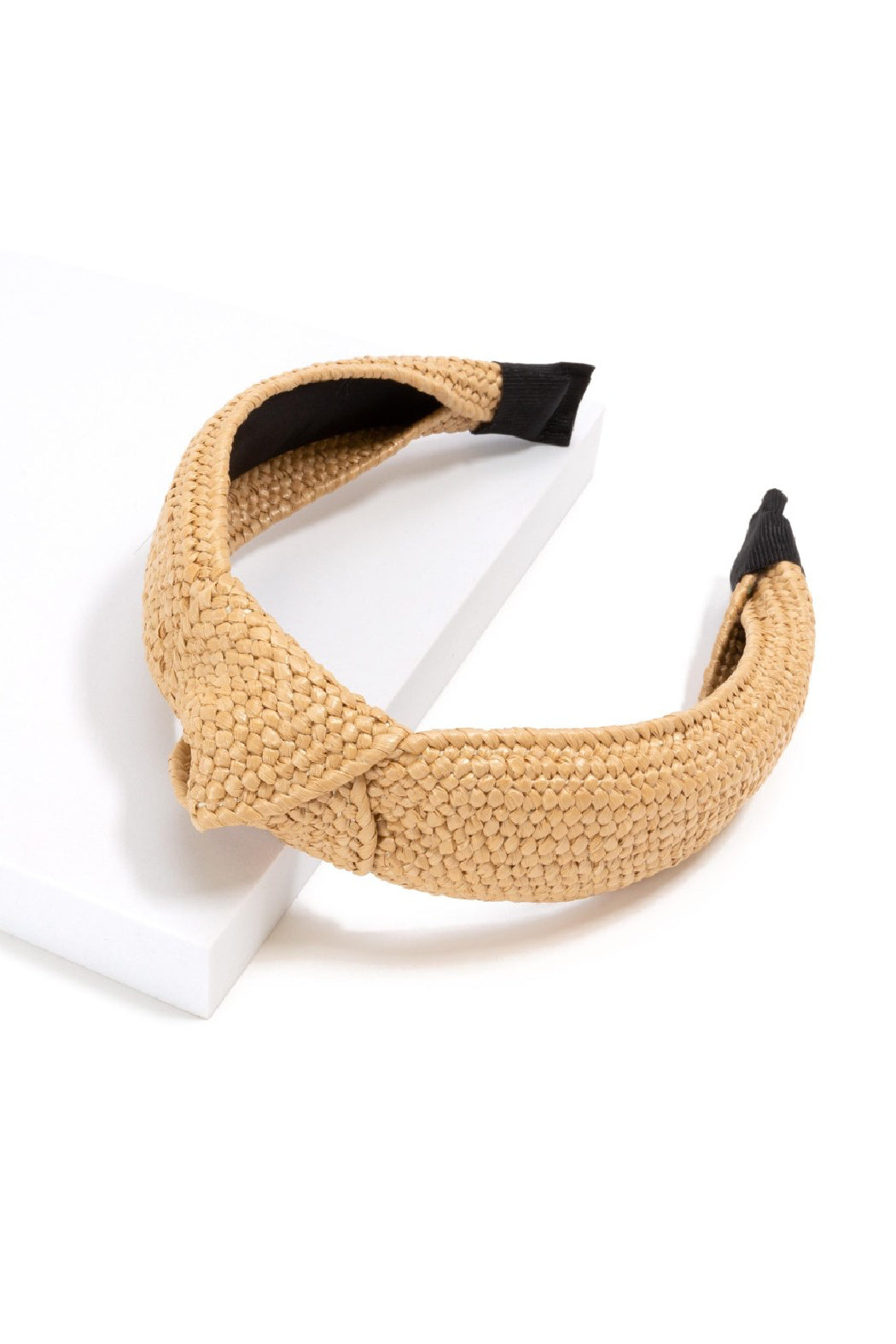 Glossy Woven Straw Top Knot Headband