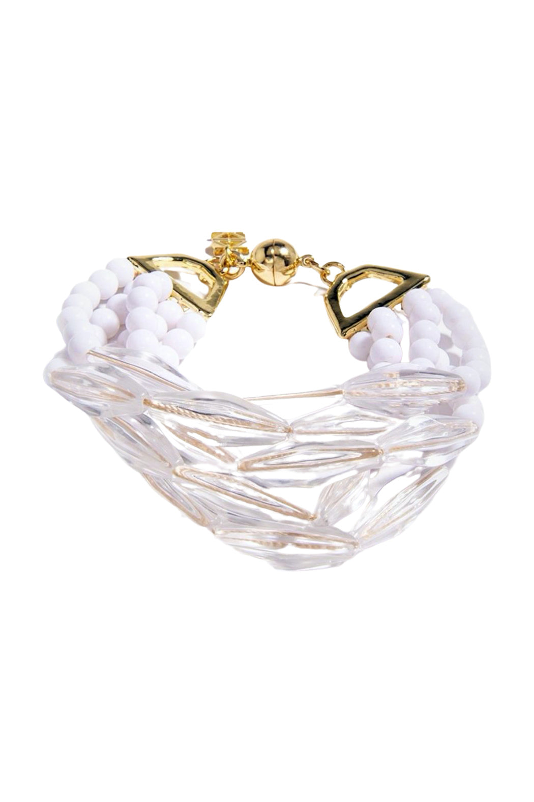 Lucite and White Bead Bracelet