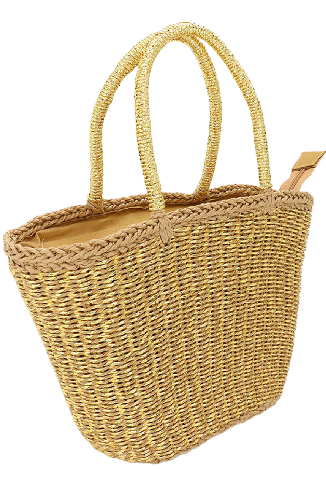 Metallic Woven Straw Tote