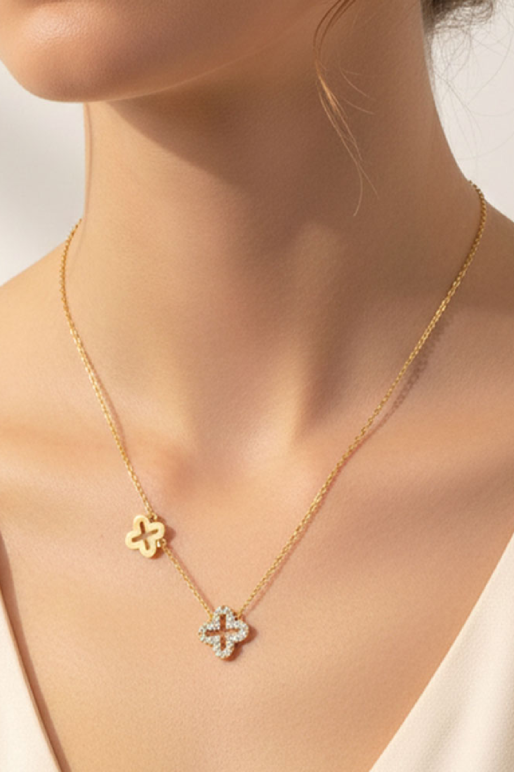 Gold Plated Double Clover Necklace