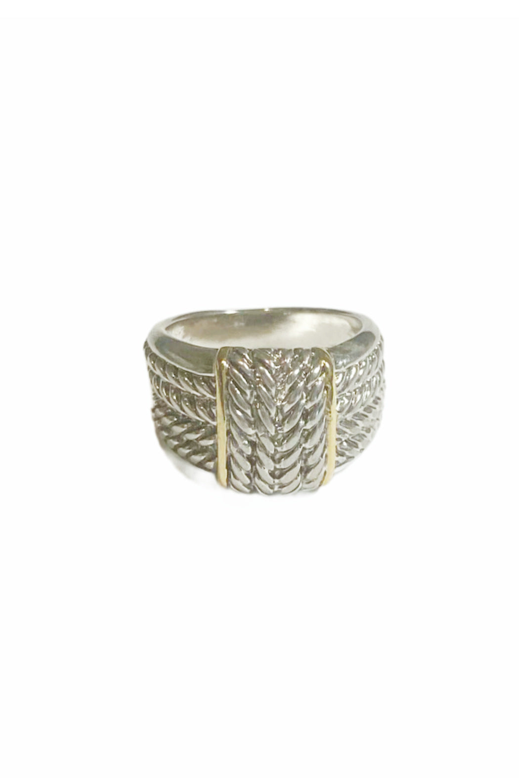 2 Tone Twisted Row Ring
