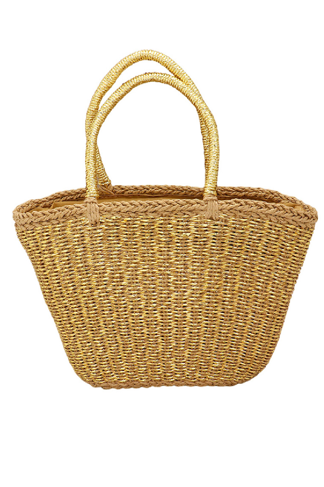 Metallic Woven Straw Tote