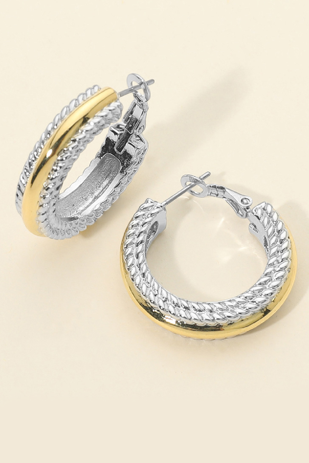 2 Tone Hoop Earrings