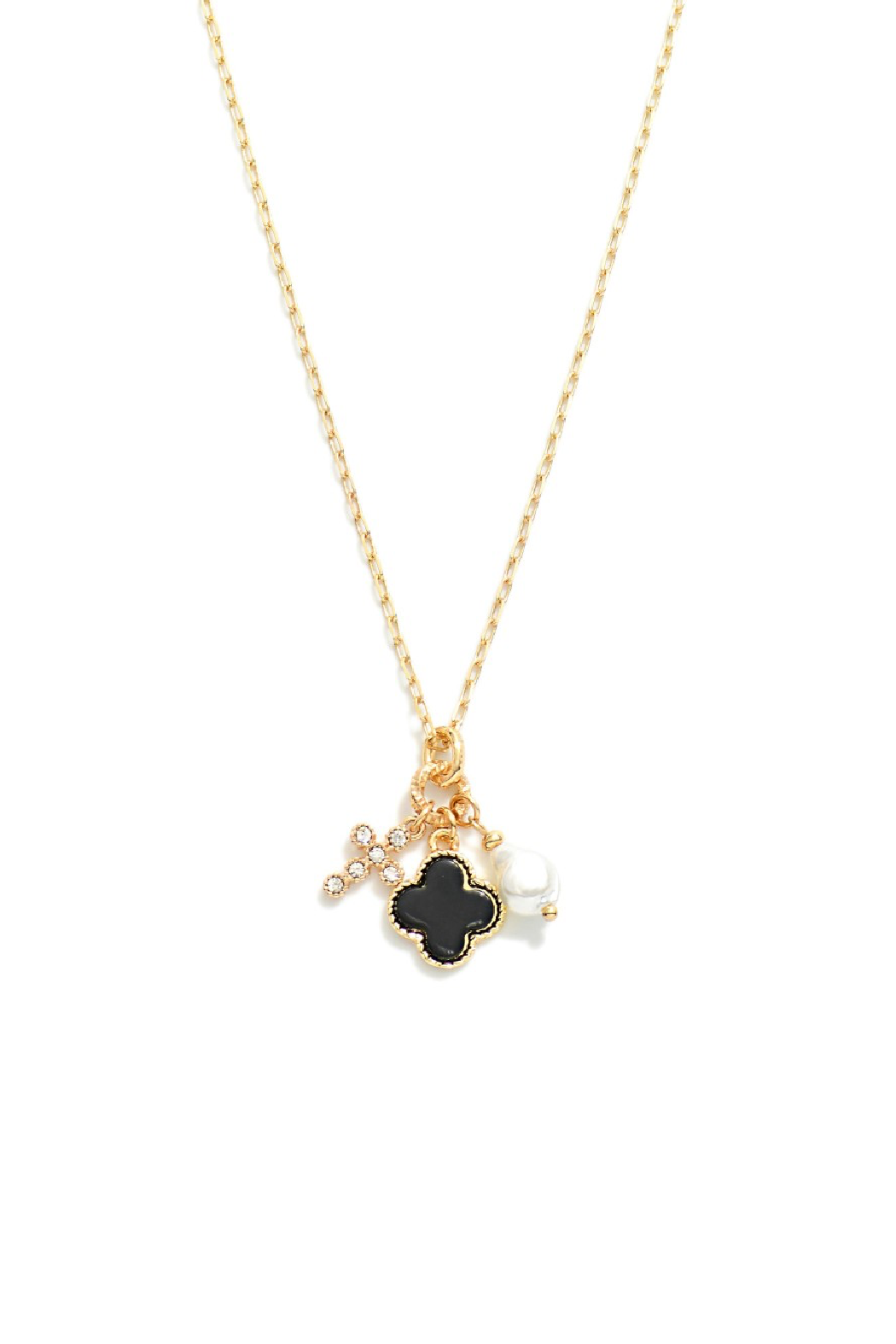 Cross and Clover Charm Necklace