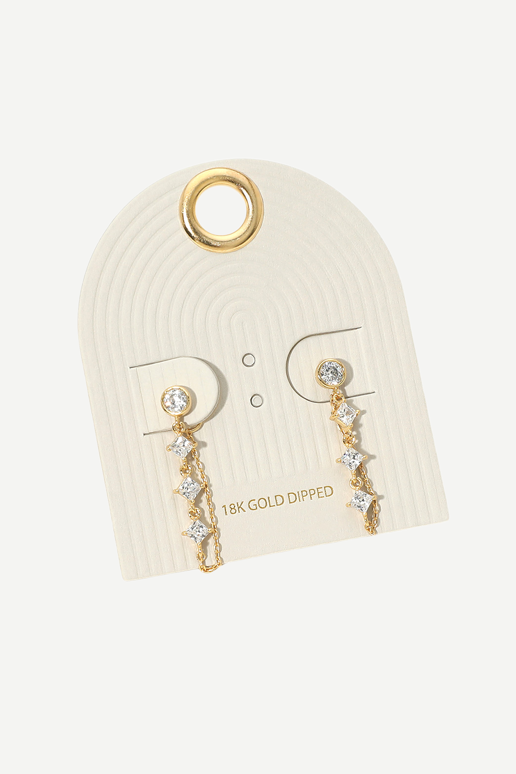 Gold Plated Three Diamond Earrings