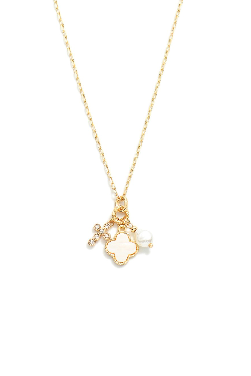 Cross and Clover Charm Necklace