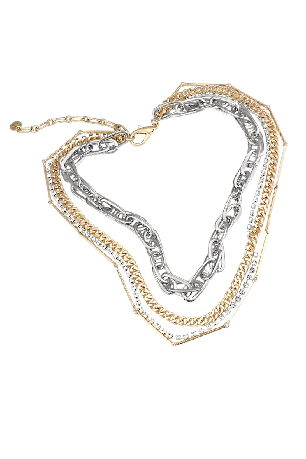 Layered Chain and Crystal Necklace