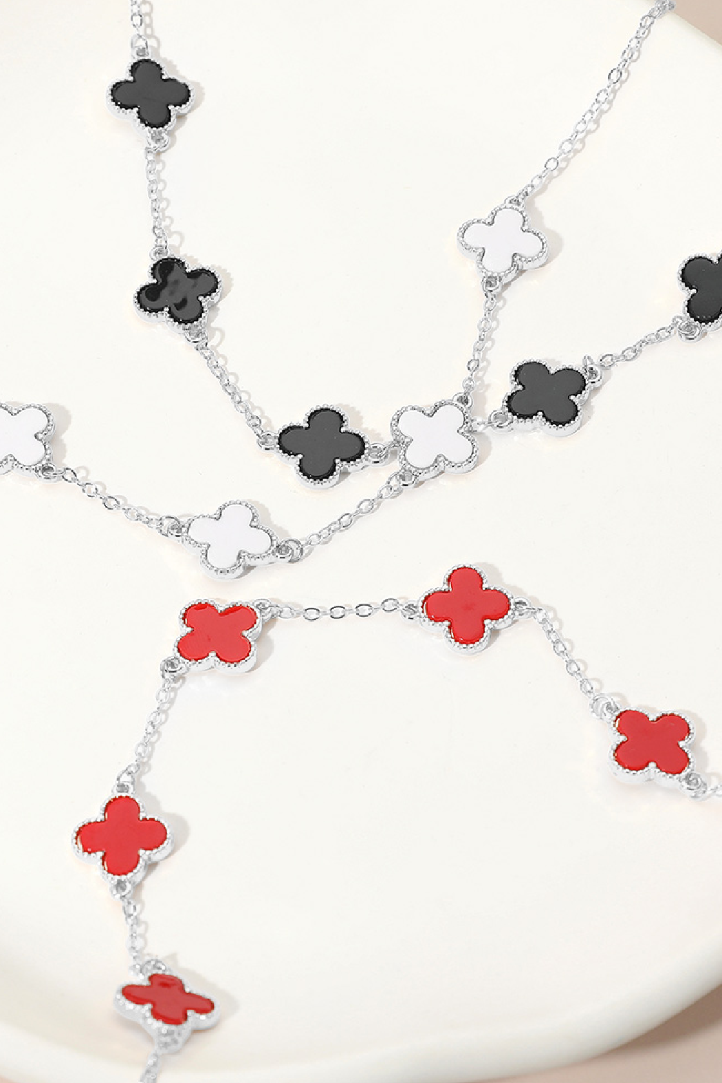 Gold Plated Lucky 5 Clover Stone Clover Necklace