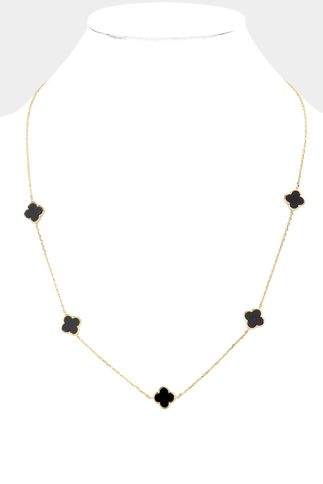 Gold Plated 5 Stone Clover Necklace