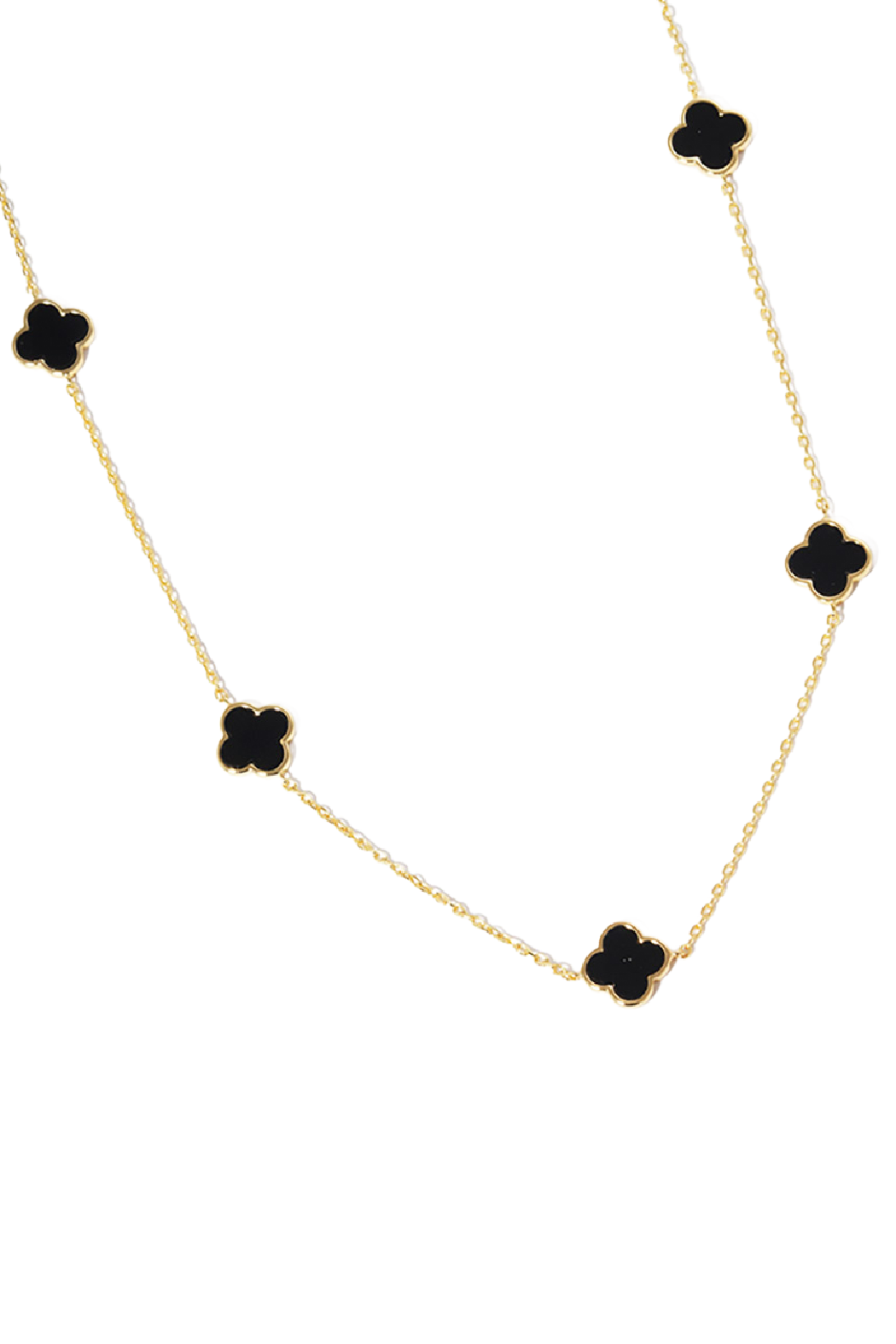 Gold Plated 5 Stone Clover Necklace