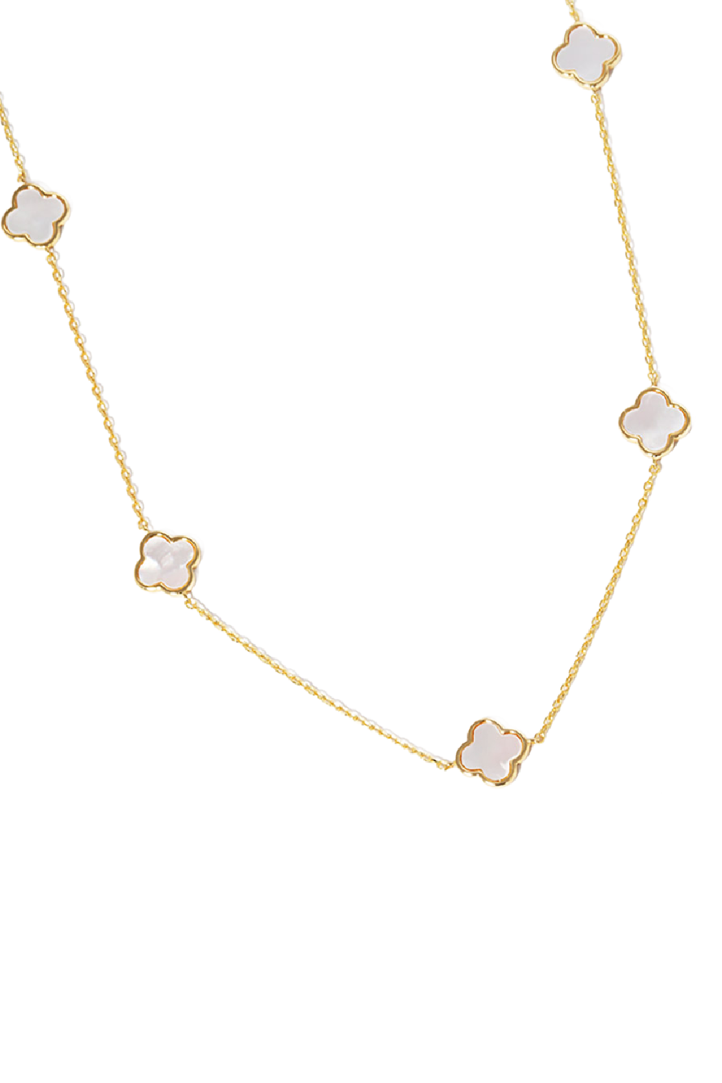 Gold Plated 5 Stone Clover Necklace