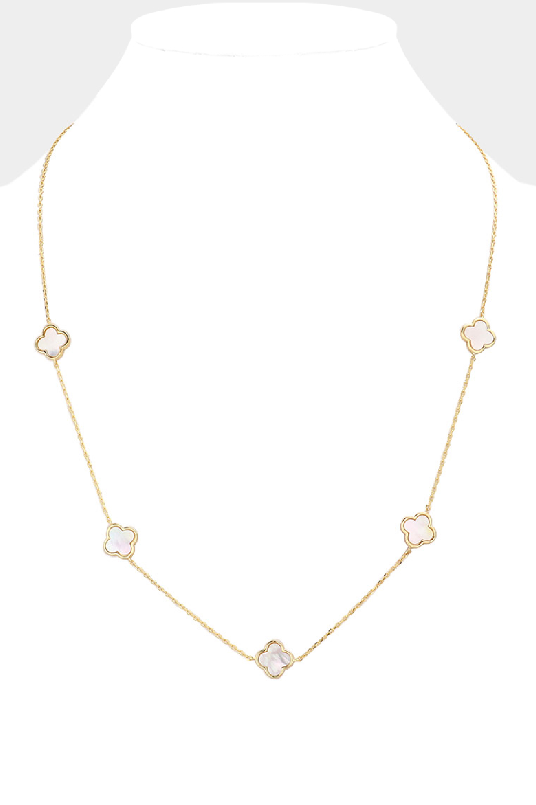Gold Plated 5 Stone Clover Necklace