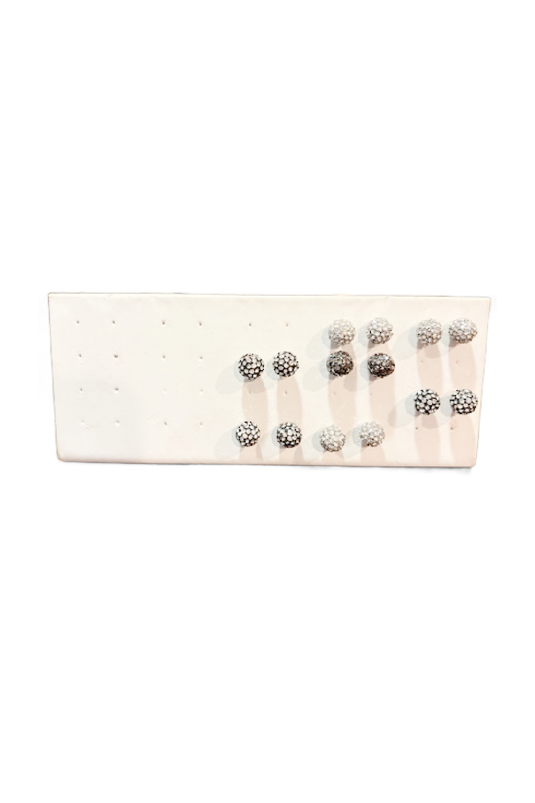 Display and 7 Pairs of Pave Ball Earrings
