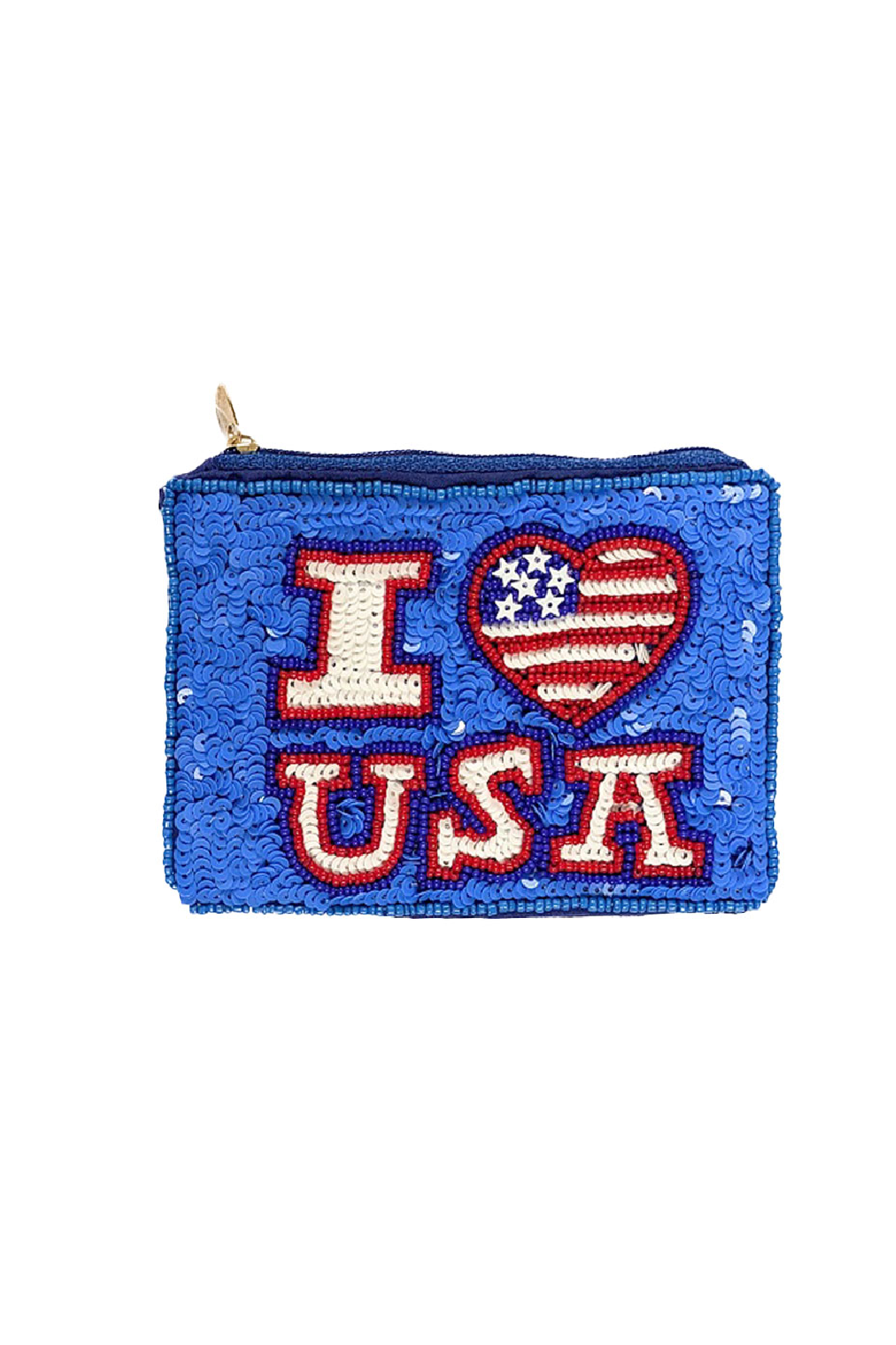 I Love USA Beaded Pouch