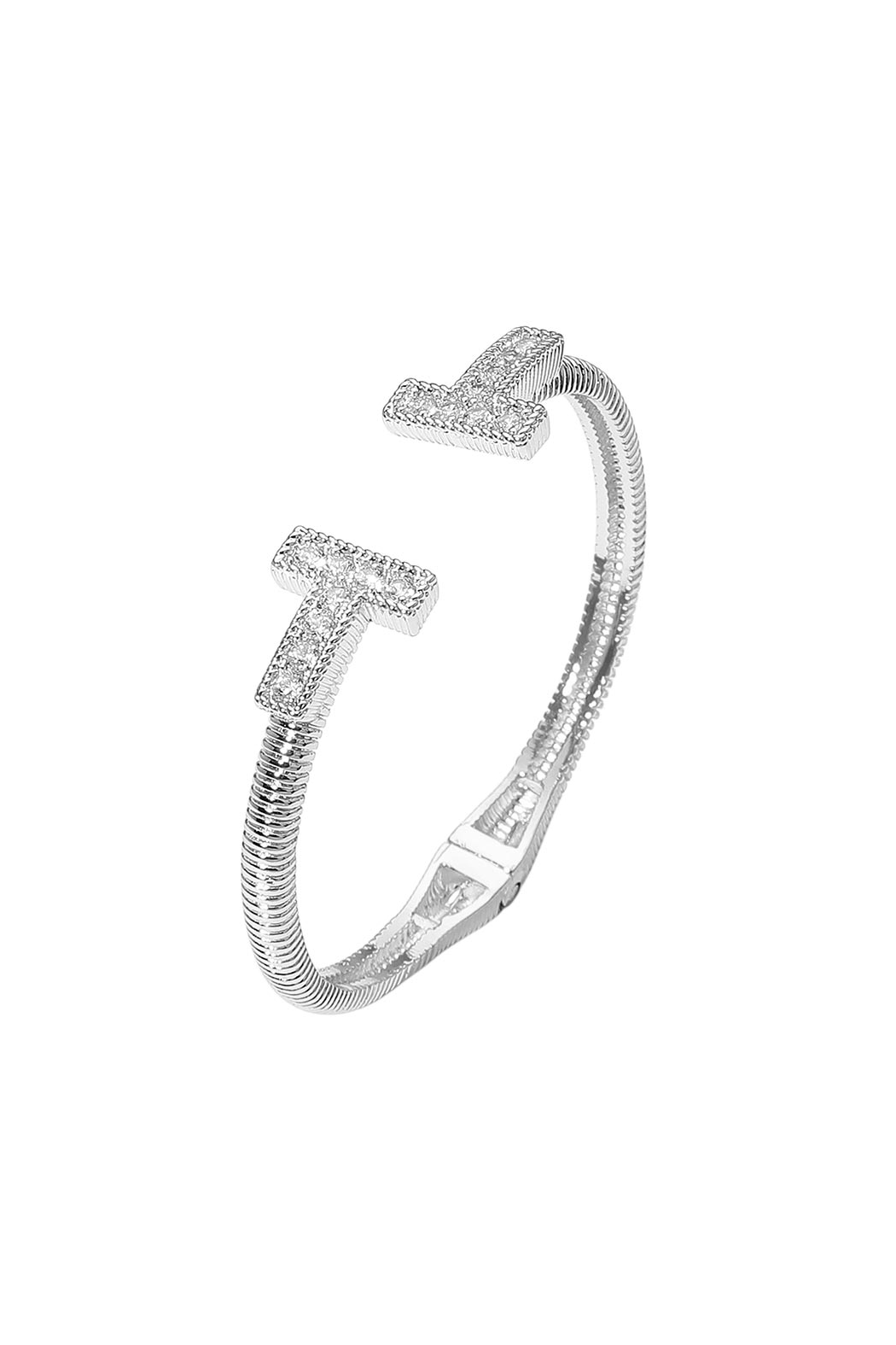 T Cubic Zirconia Hinged Cuff