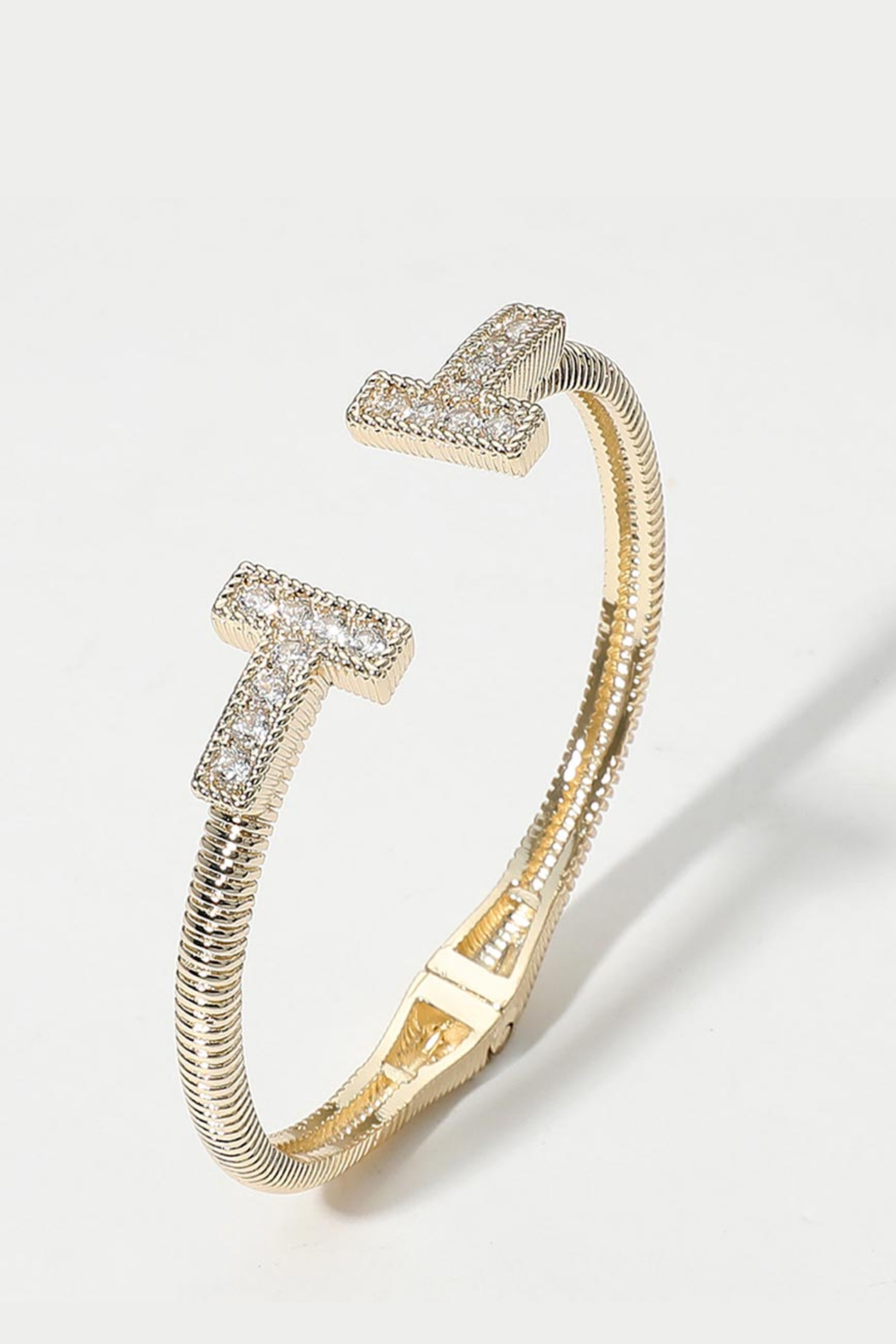 T Cubic Zirconia Hinged Cuff