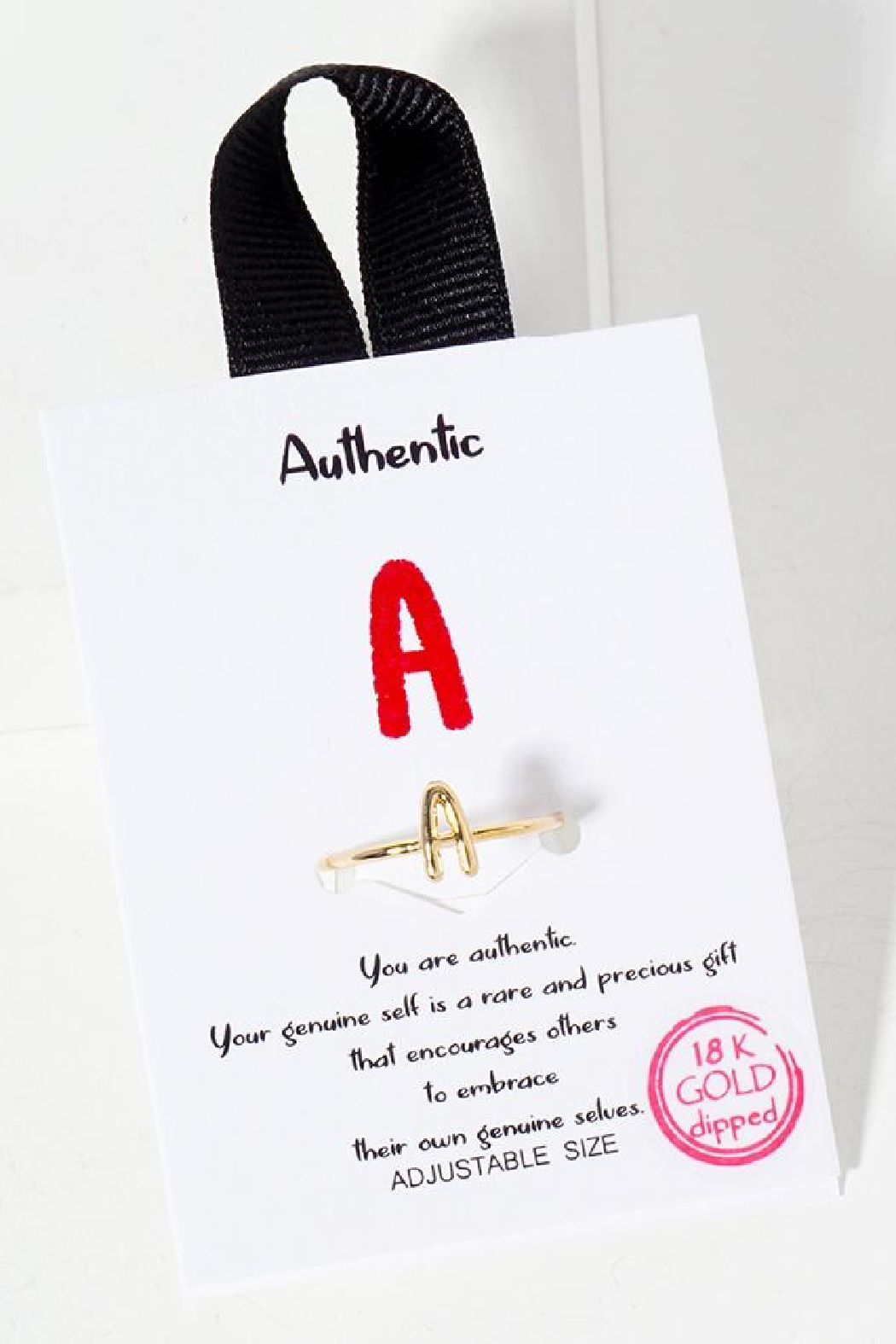 Gold Adjusatble Initial Ring