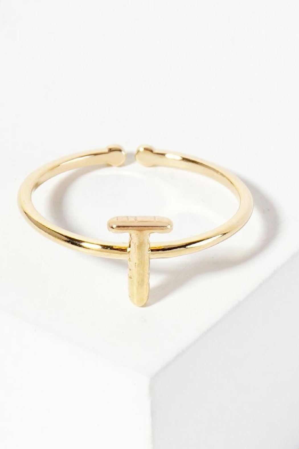 Gold Adjusatble Initial Ring