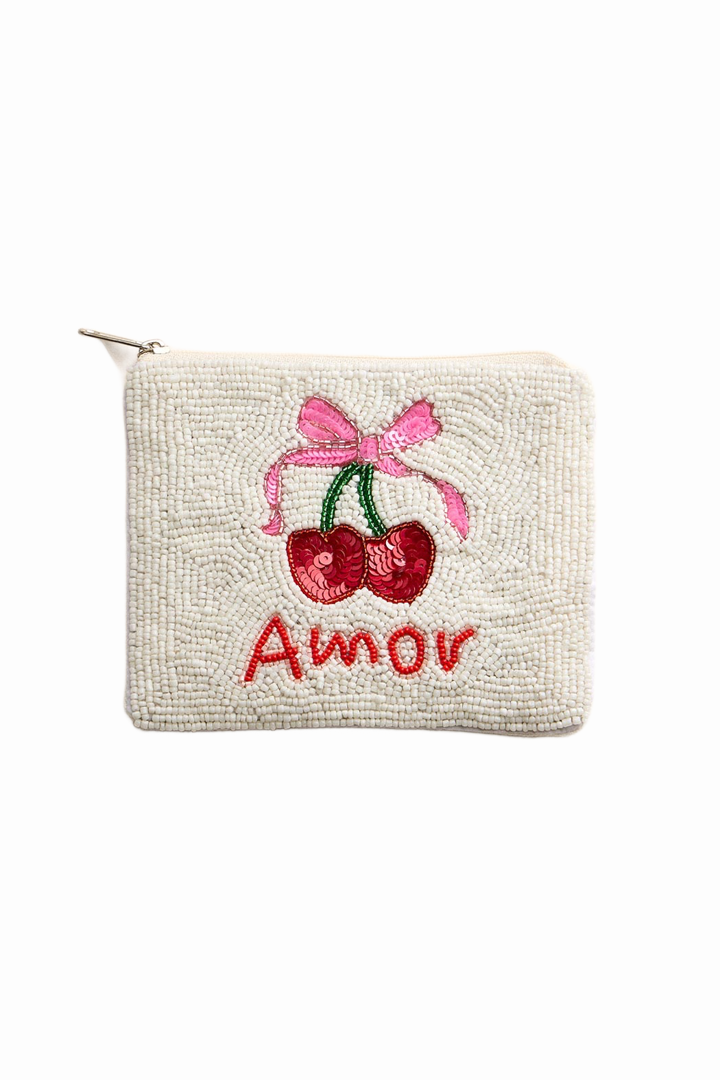 Amor Cherries Beaded Pouch