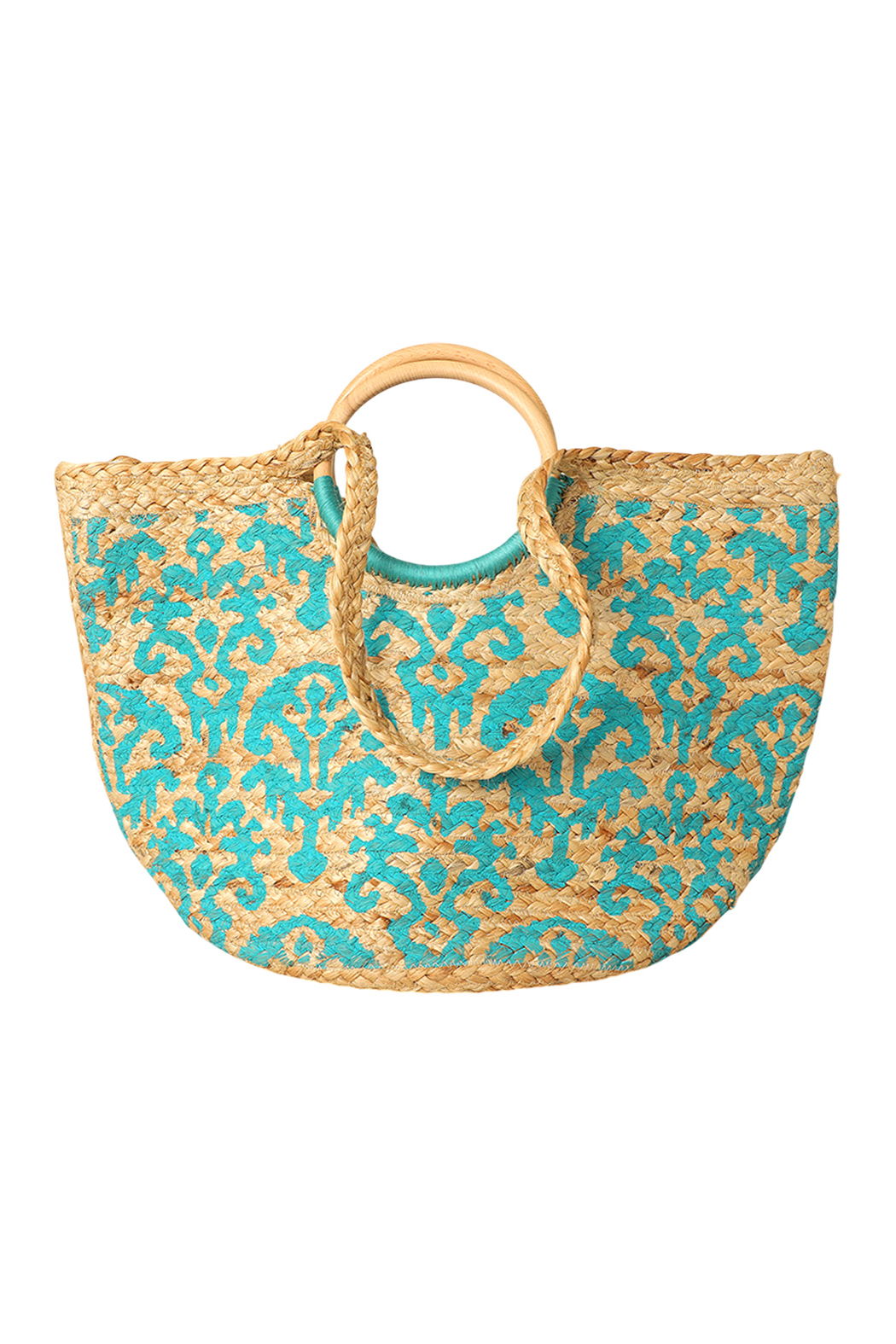 Damask Double Handle Straw Bag