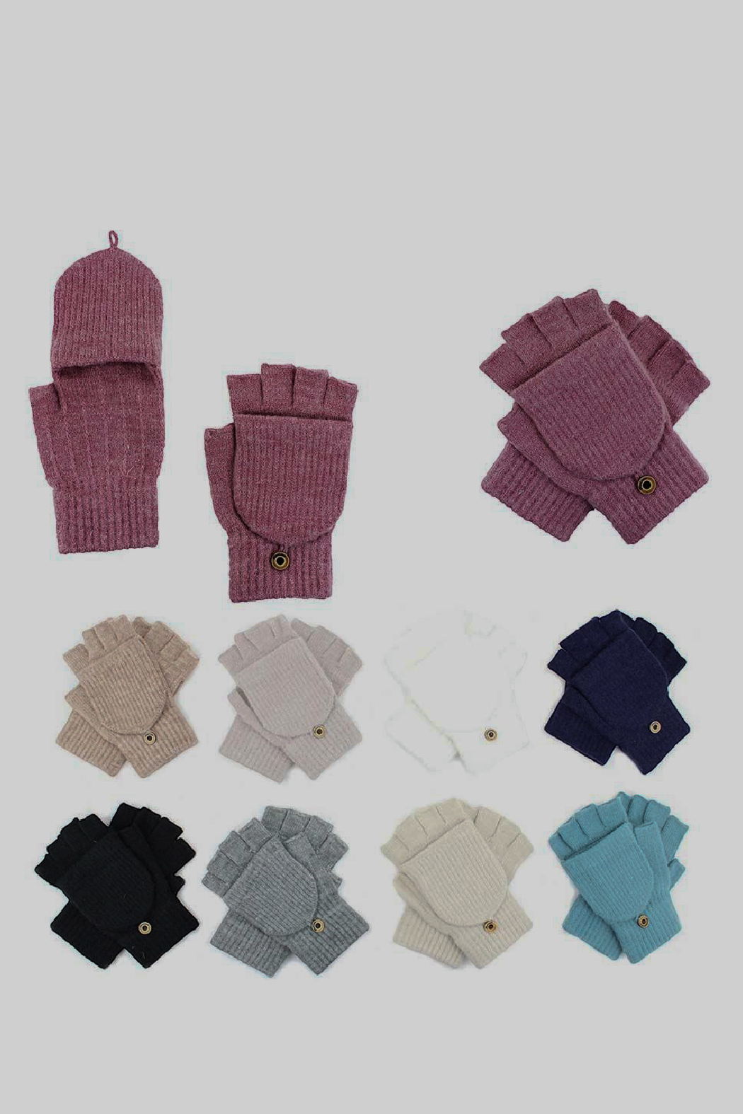 Set of 12 Assorted Fingerless with Cover Gloves