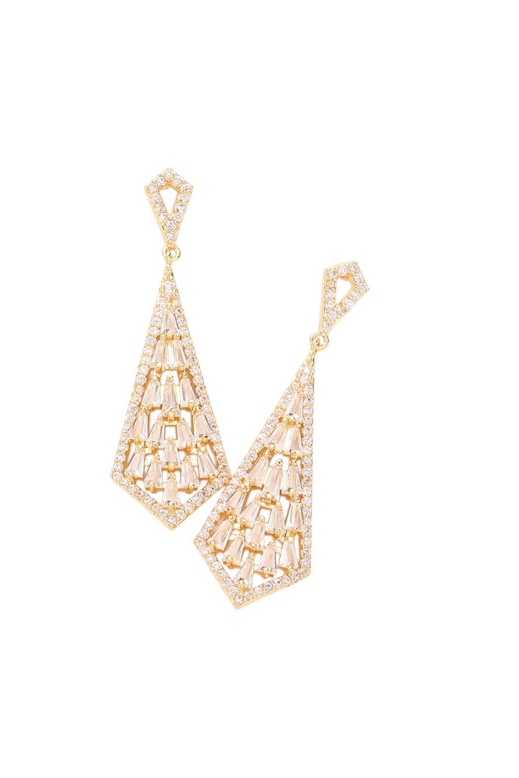 Baguette Geometric Cz Earrings