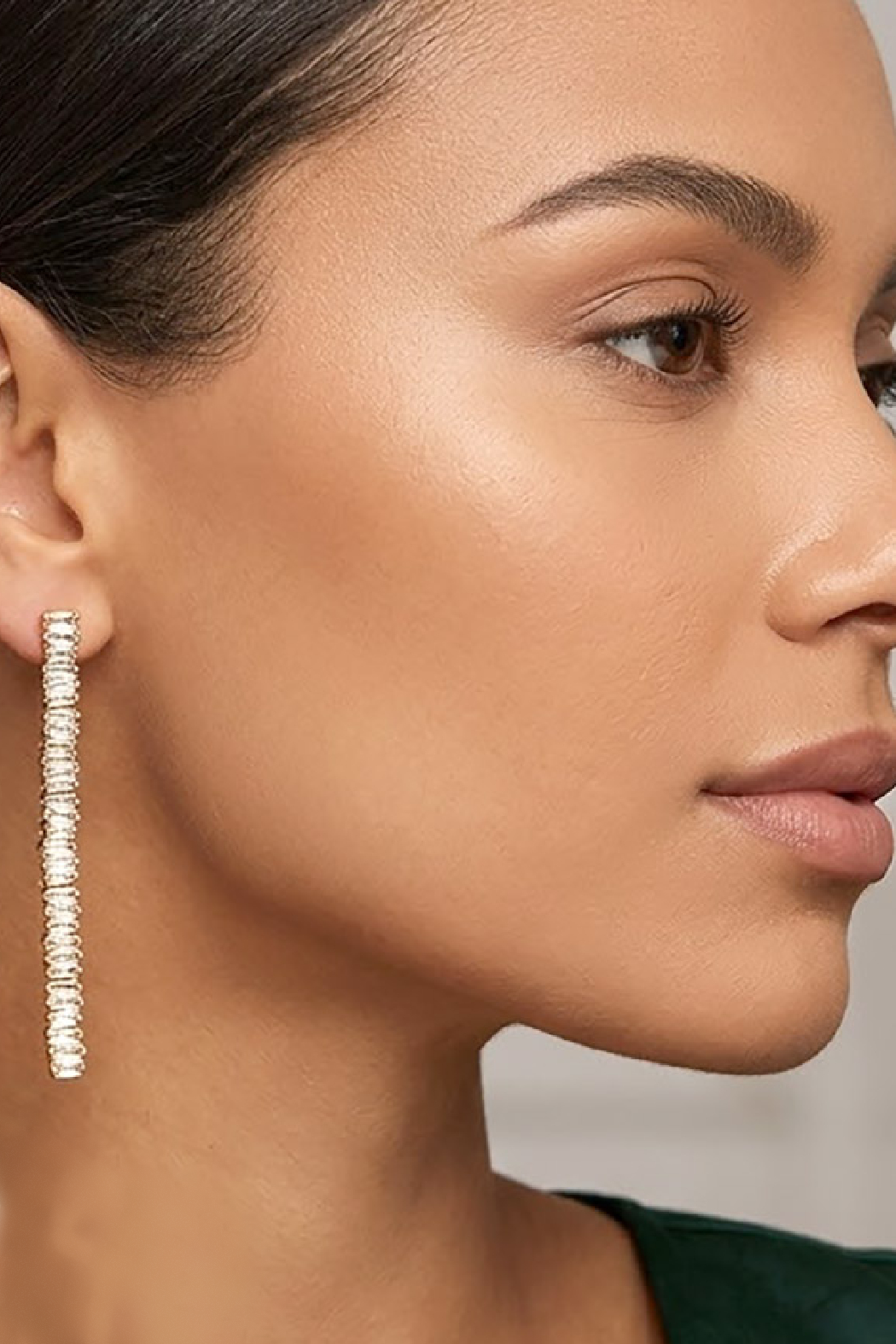 Gold Plated Baguette Drop Earrings