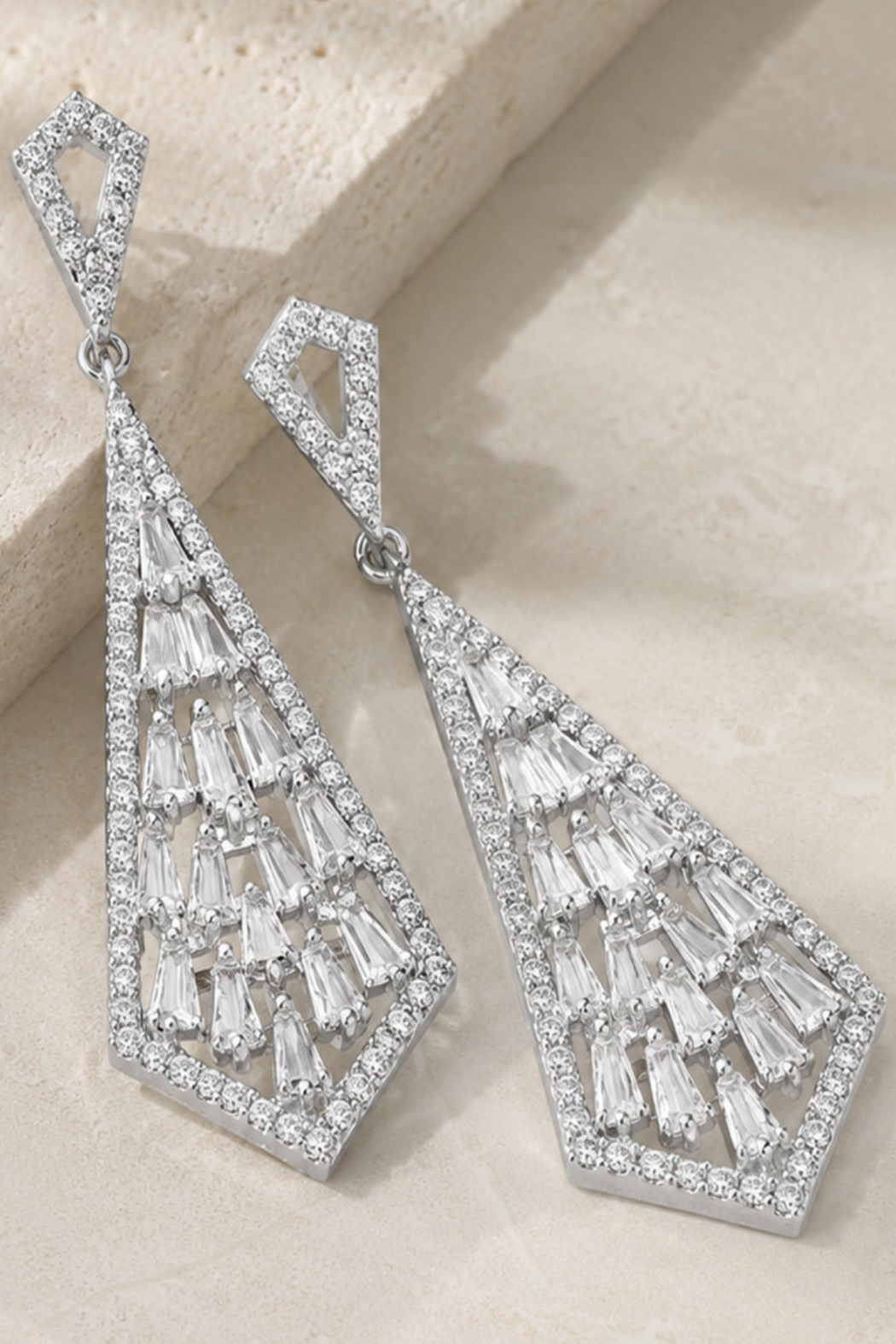 Baguette Geometric Cz Earrings