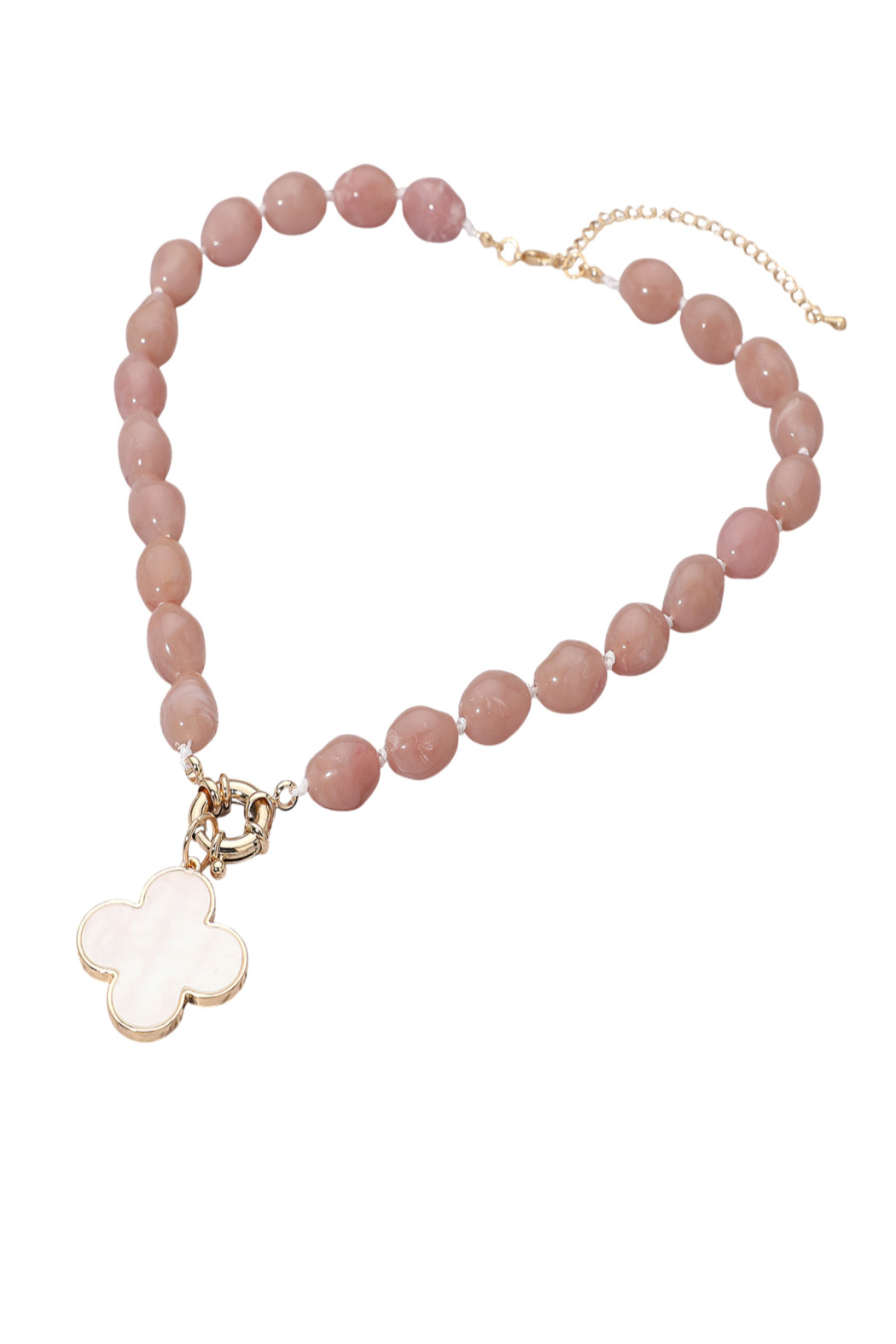 Mother of Pearl Clover Bead Necklace