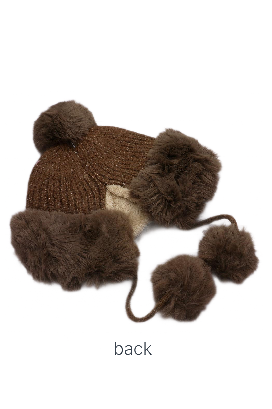 Pompom Ties Fur Beanie