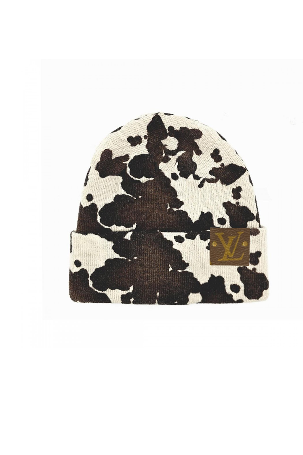 Upcycled Cow Print Beanie