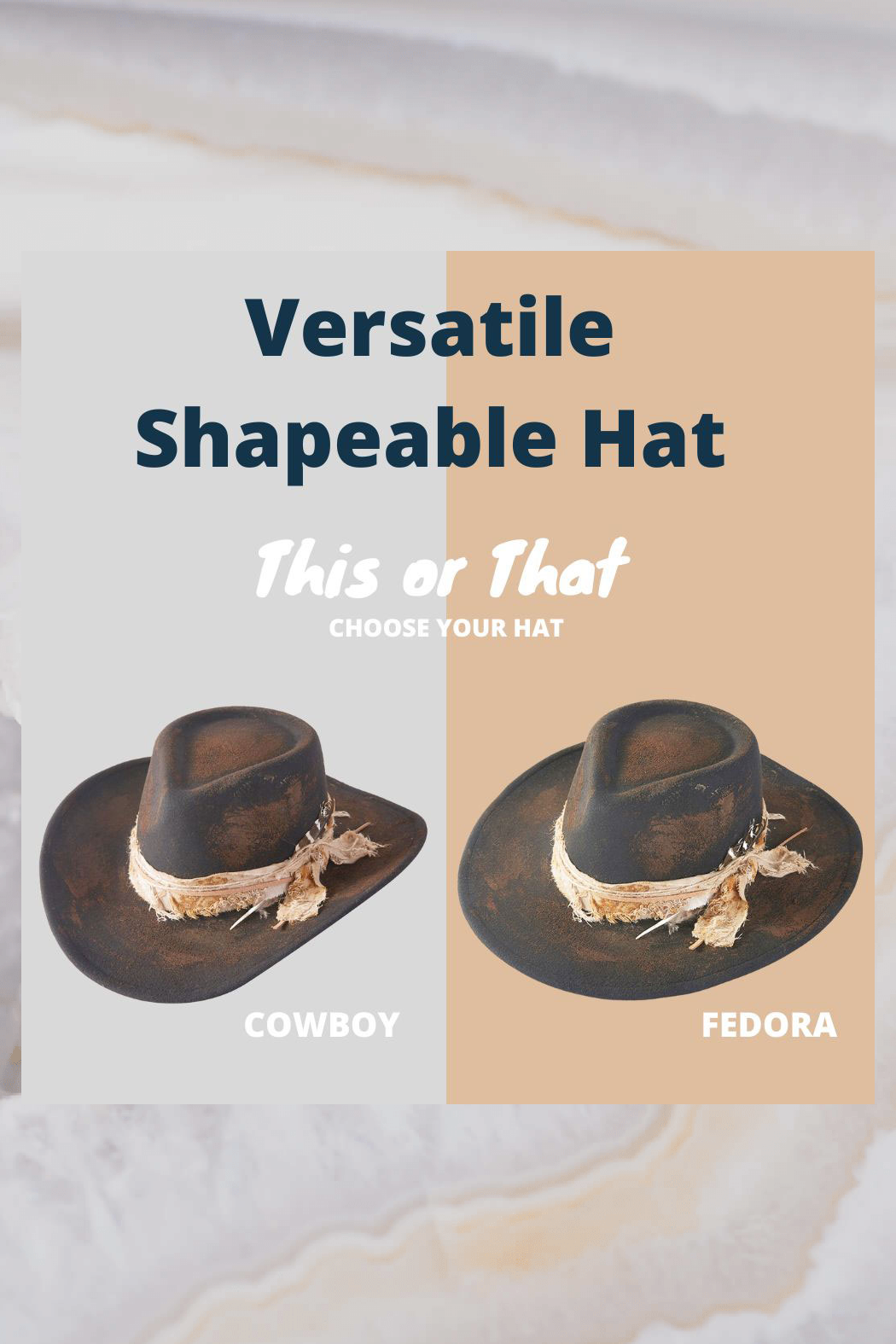Choose Your Shape Black Distressed Fedora