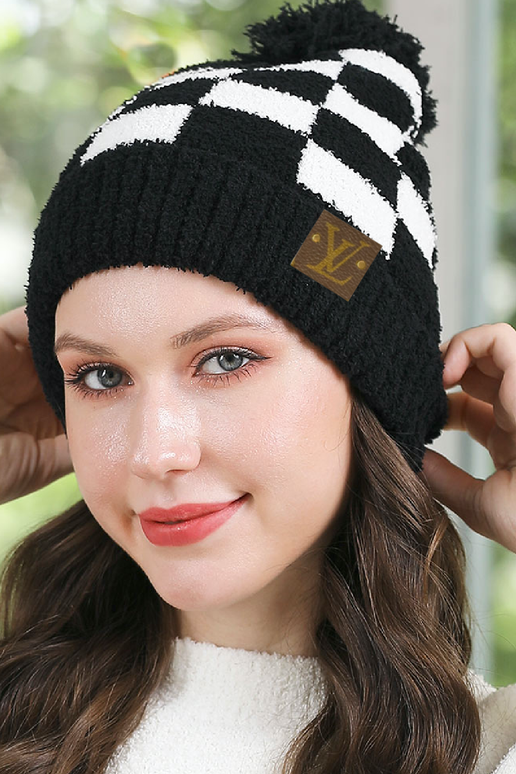 Upcycled Checkered Beanie