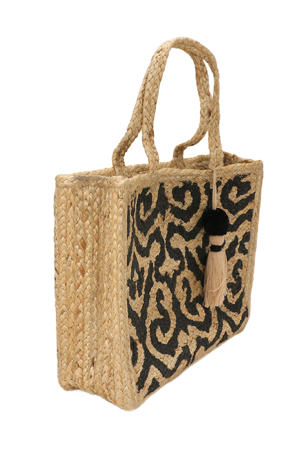 Damask Straw Tote Bag