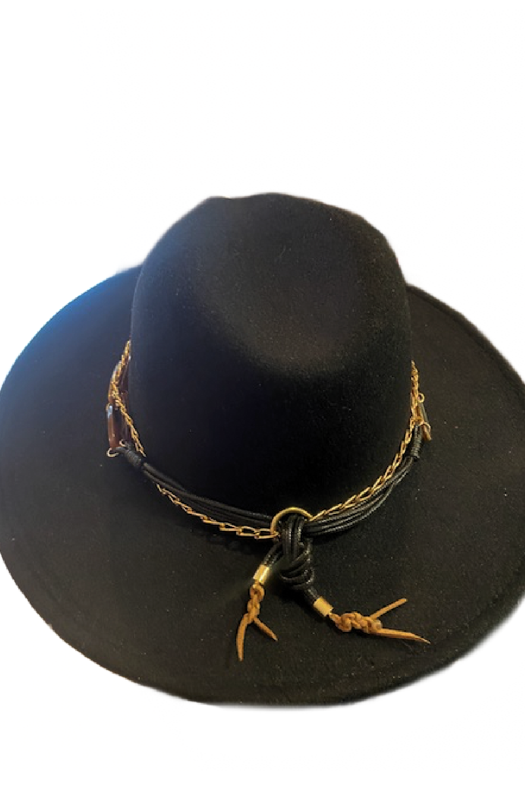 One of a Kind Resin Chain Banded Felt Fedora