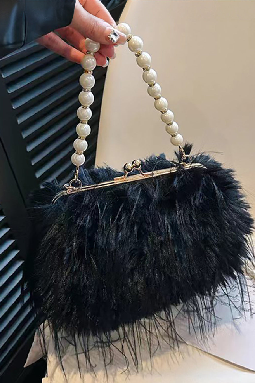 Faux Fur Pearl Bag