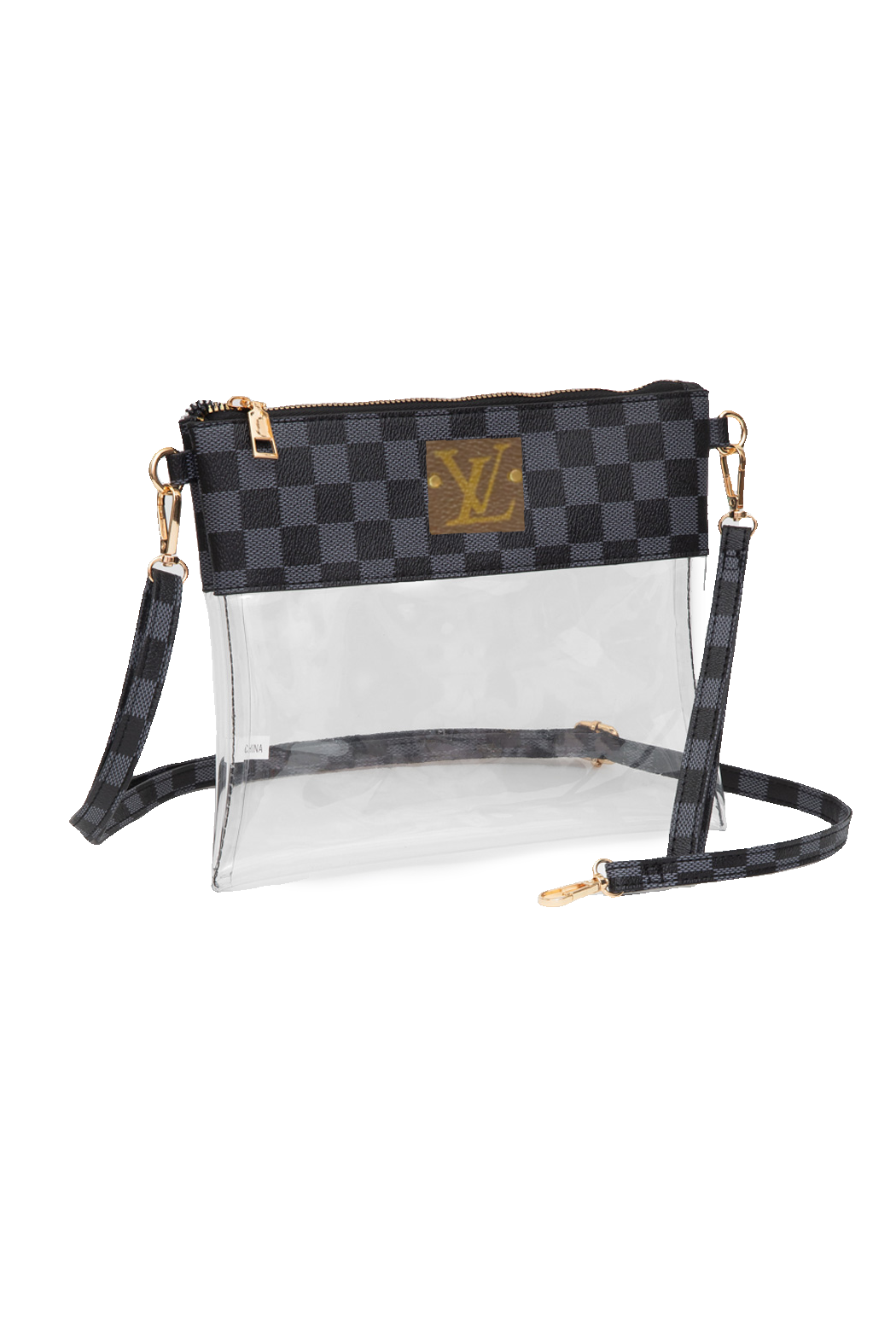 Upcycled Transparent Checkered Wristlet Crossbody Bag