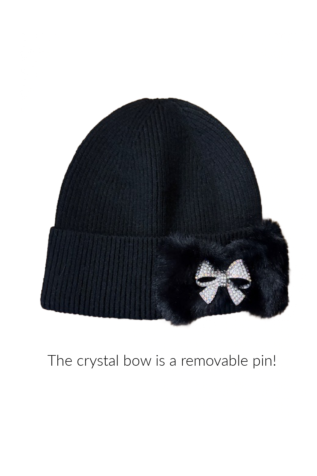 One-Of-A-Kind Crystal Bow Beanie