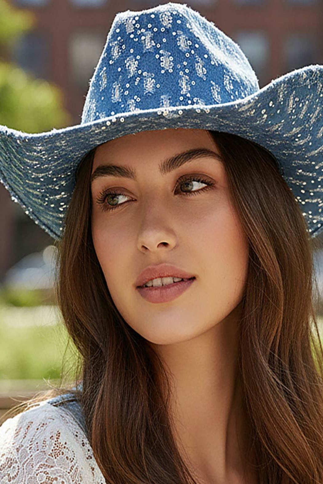 Sparkly Denim Cowboy Hat