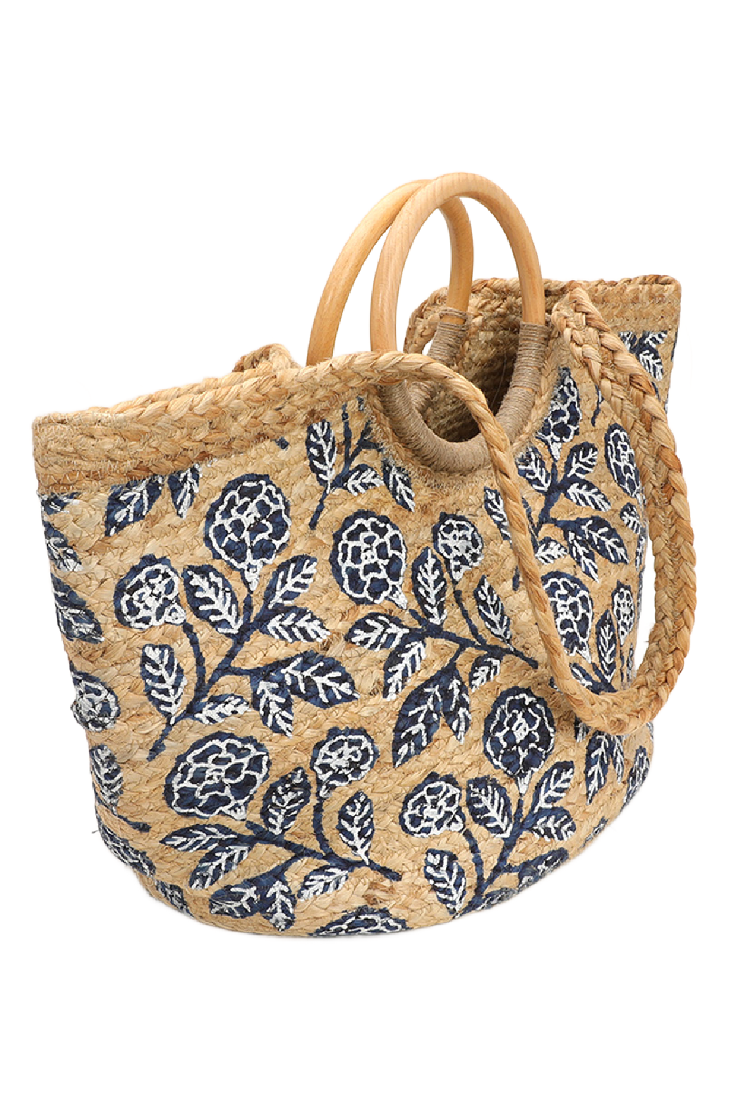 Floral Straw Tote Bag