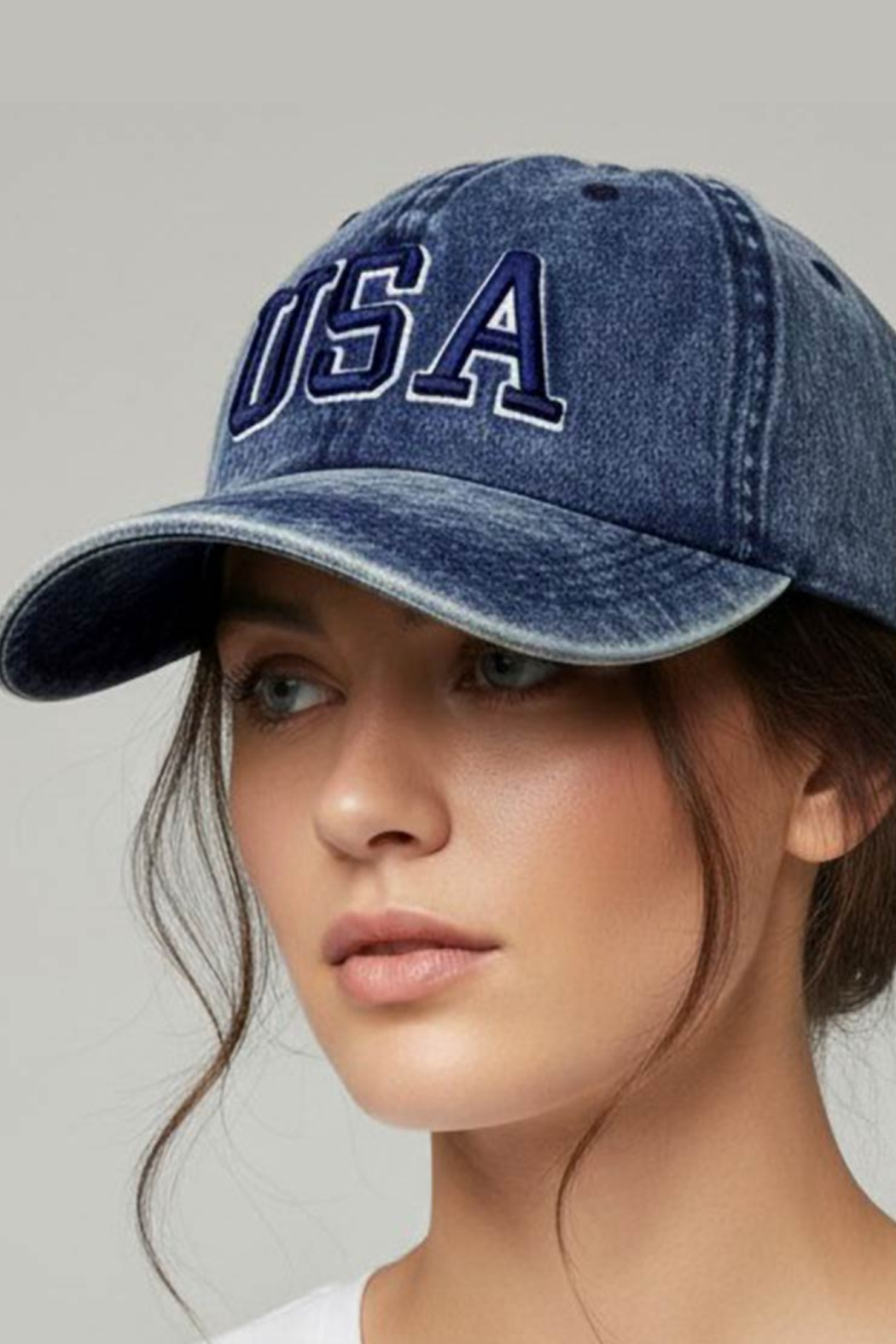 Distressed Embroidered USA Cap