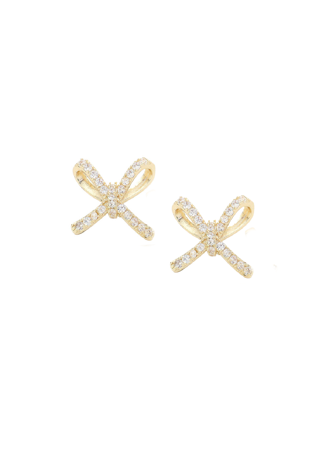Gold Plated Cubic Zirconia Bow Earrings